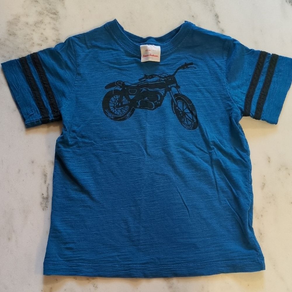 Hanna Andersson Motorcycle Graphic Tee Size 110 5T Blue Cotton Shirt